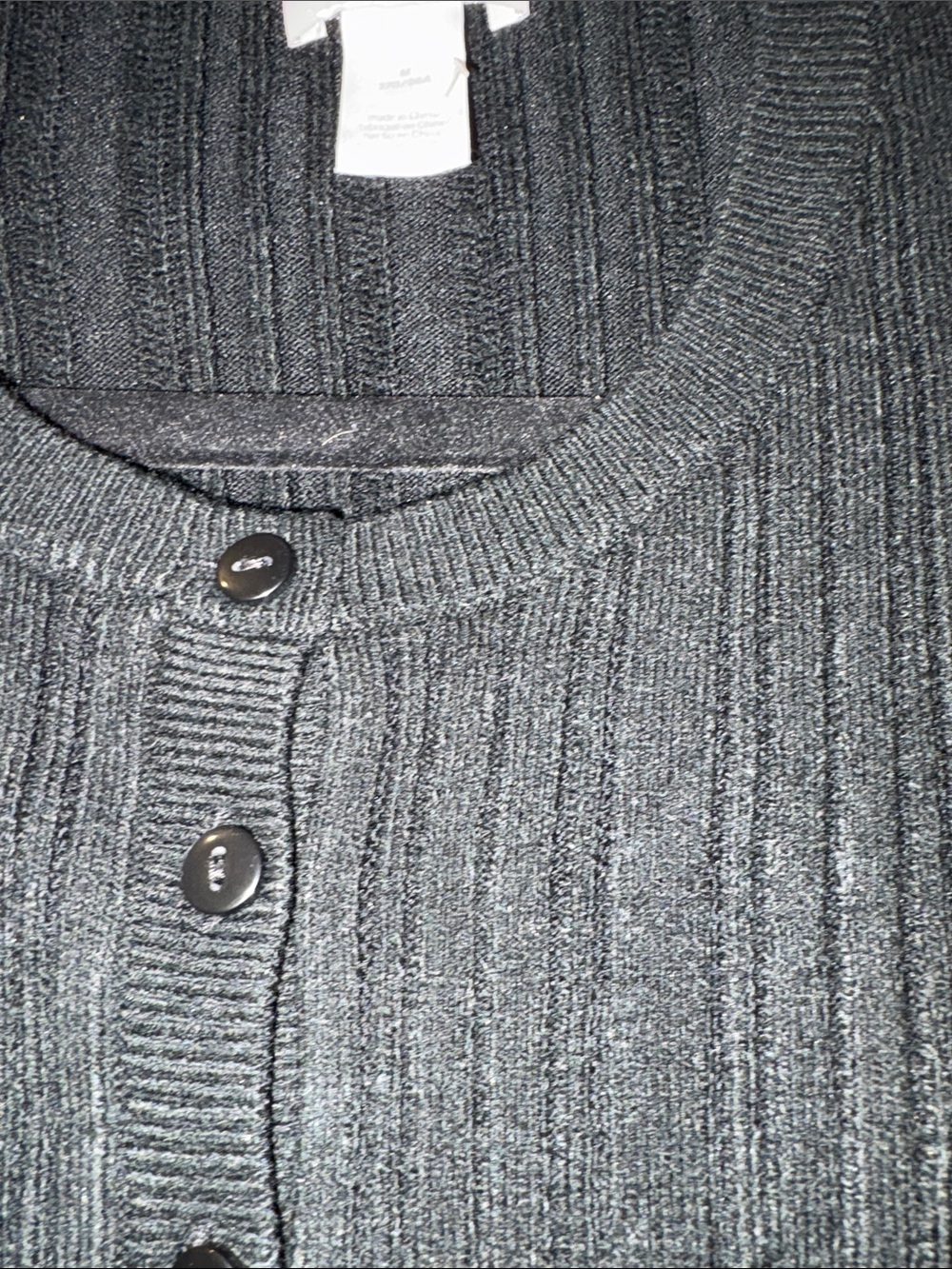 PINK Victoria's Secret Black Ribbed Button-Front Cardigan size Medium - Picture 9 of 10